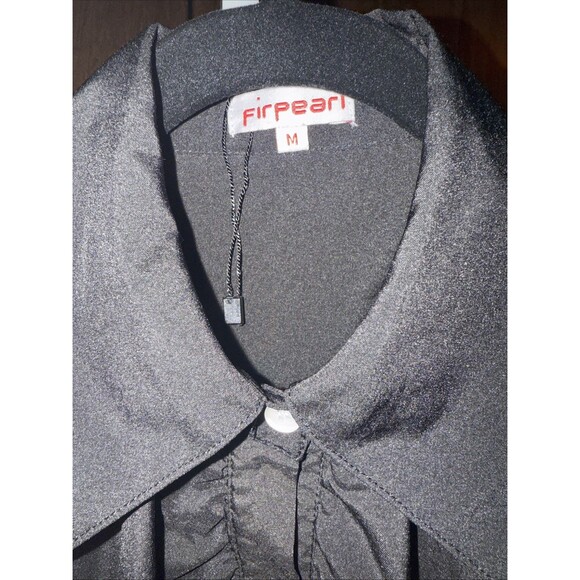 Ruffled Promelia Top Black W/White Trim Ruffled Sleeves Semi Fitted Sz M - Picture 4 of 10